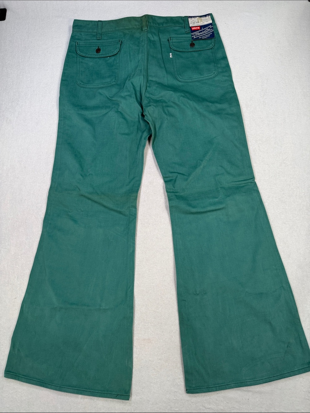 Vintage 1975 Levi's Movin’ On Teal Wide-Leg Flare Jeans